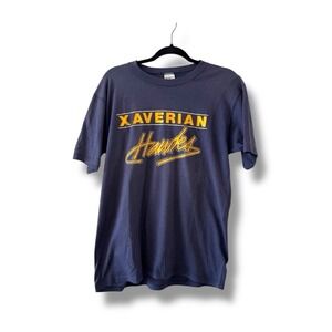 Vintage 80s Xaverian Hawks Single Stitch Tshirt Size L Catholic School Brooklyn